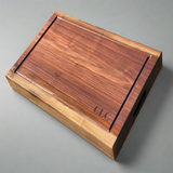 Black Walnut Square Cutting Board with Juice Grooves and Built-In Handle