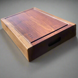 Black Walnut Square Cutting Board with Juice Grooves and Built-In Handle