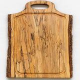 Spalted Maple Square Cutting Board with Juice Grooves and Built-In Handle