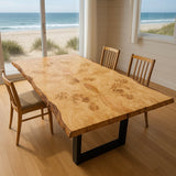 Live Edge Bookmatch Mapa Burl Dining Table