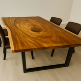 Live Edge Bookmatch Teak Dining Table