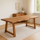 Live Edge Jointed Teak Dining Table