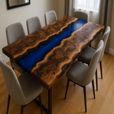 Live Edge Black Walnut Burl Epoxy River Table