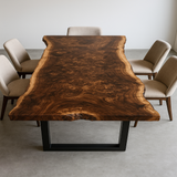 Live Edge Black Walnut Burl Single Slab Dining Table