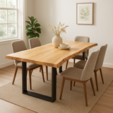 Live Edge Hickory Single Slab Dining Table