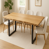 Live Edge White Oak Single Slab Dining Table