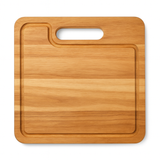 Hickory Square Cutting Board with Juice Grooves and Built-In Handle
