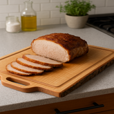 Sycamore Square Cutting Board with Juice Grooves and Built-In Handle