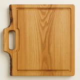 Elm Square Cutting Board with Juice Grooves and Built-In Handle