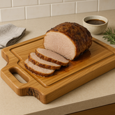 Elm Square Cutting Board with Juice Grooves and Built-In Handle