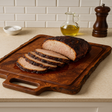 Copper Beech Square Cutting Board with Juice Grooves and Built-In Handle