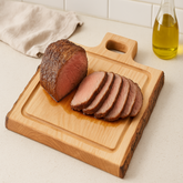 White Oak Square Cutting Board with Juice Grooves and Built-In Handle