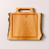 Cedar Square Cutting Board with Juice Grooves and Built-In Handle