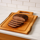 Cedar Square Cutting Board with Juice Grooves and Built-In Handle