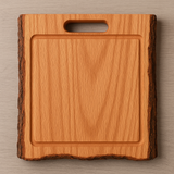 Red Oak Square Cutting Board with Juice Grooves and Built-In Handle