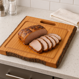 Red Oak Square Cutting Board with Juice Grooves and Built-In Handle