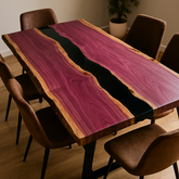 Live Edge Epoxy River Purpleheart Dining Table