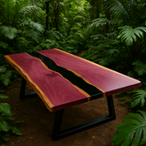 Live Edge Epoxy River Purpleheart Dining Table