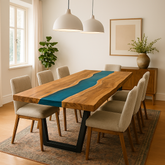 Live Edge Epoxy River Acacia Dining Table