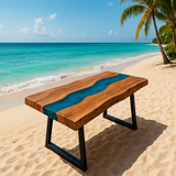 Live Edge Epoxy River Acacia Dining Table