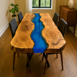 Live Edge Cottonwood Epoxy River Table