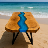 Live Edge Cottonwood Epoxy River Table