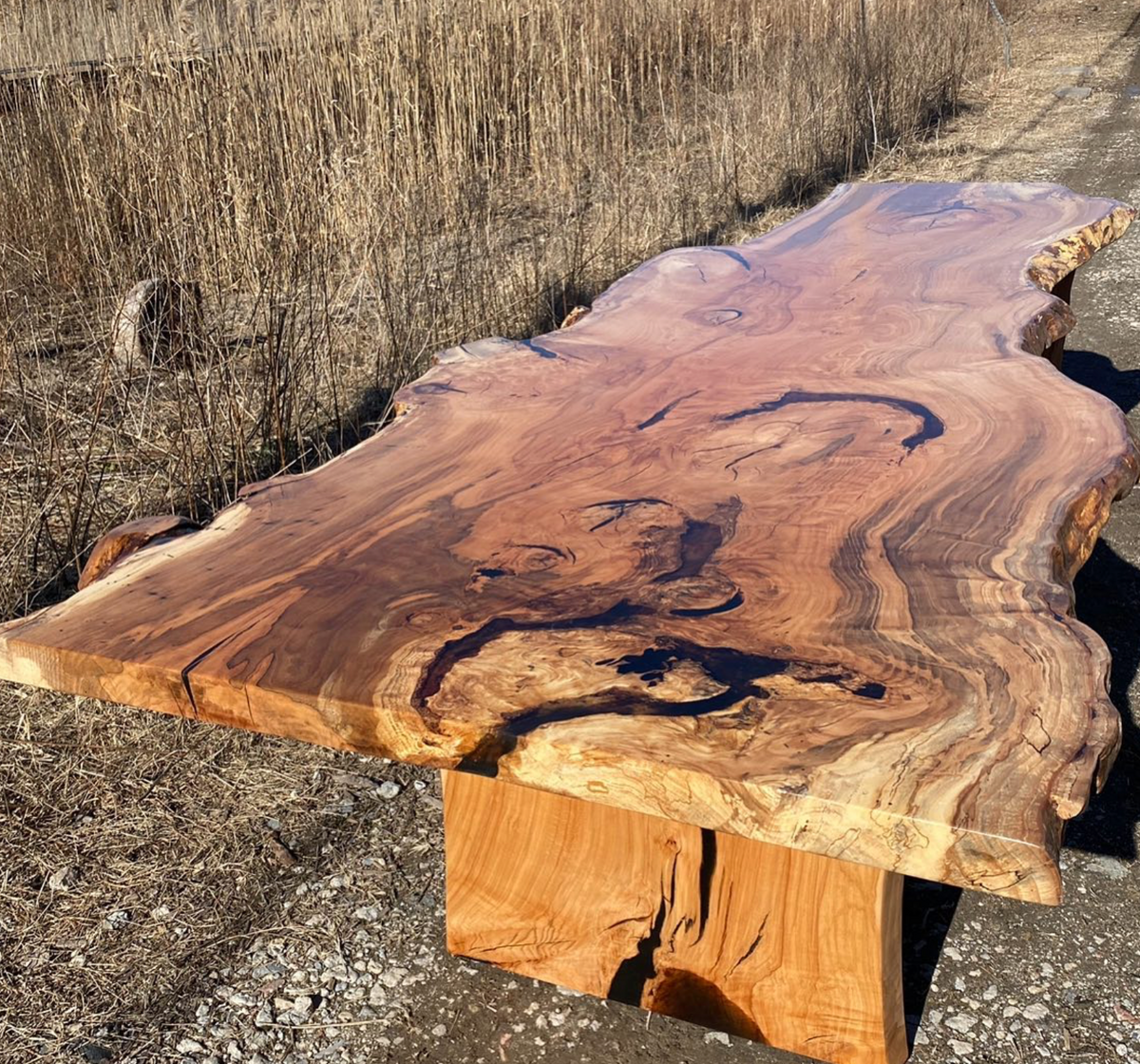 Live Edge Copper Beech Single Slab Dining Table