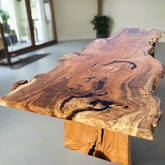 Live Edge Copper Beech Single Slab Dining Table