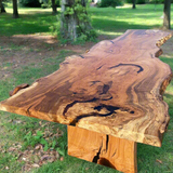 Live Edge Copper Beech Single Slab Dining Table