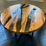 Round Spalted Maple Epoxy River Dining Table