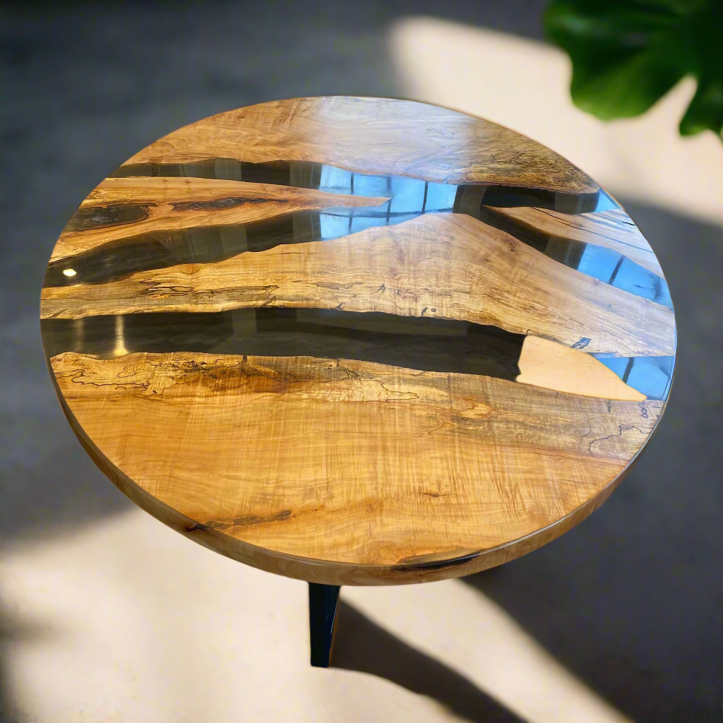 Round Spalted Maple Epoxy River Dining Table
