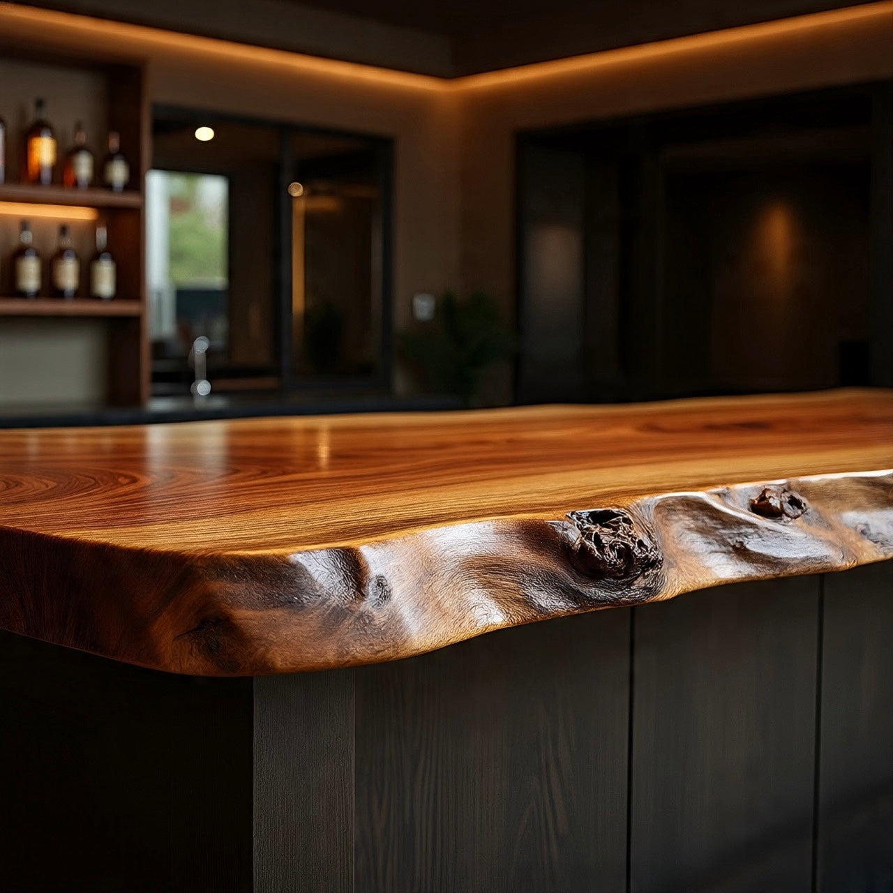 Live Edge Copper Beech Bar Top