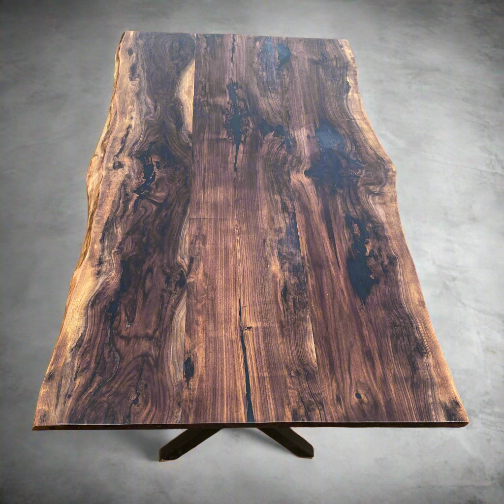 Live Edge Jointed Black Walnut Dining Table