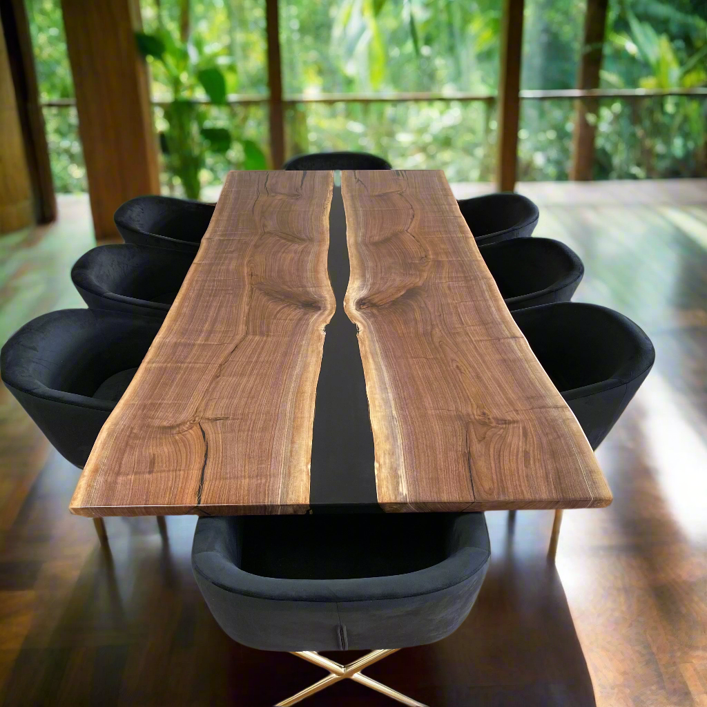 Live Edge River Black Walnut Dining Table