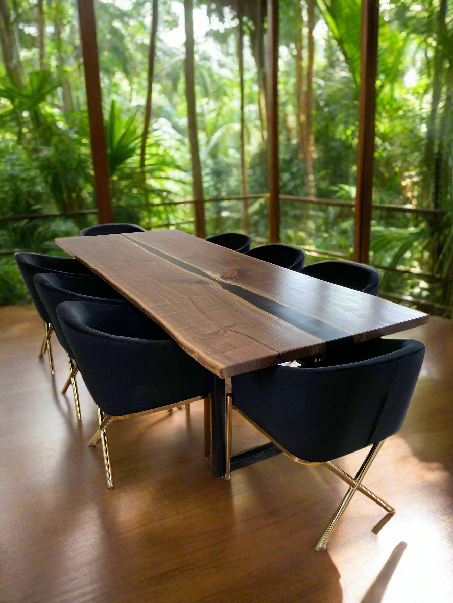 Live Edge River Black Walnut Dining Table