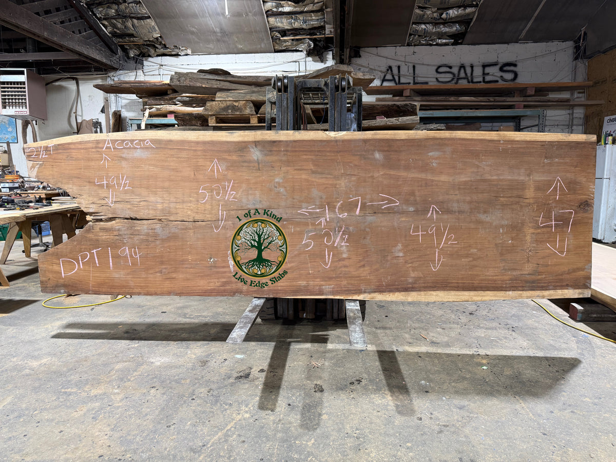 Live Edge Acacia Slab 167”L x 49”W x 2.5”T   DPT 194