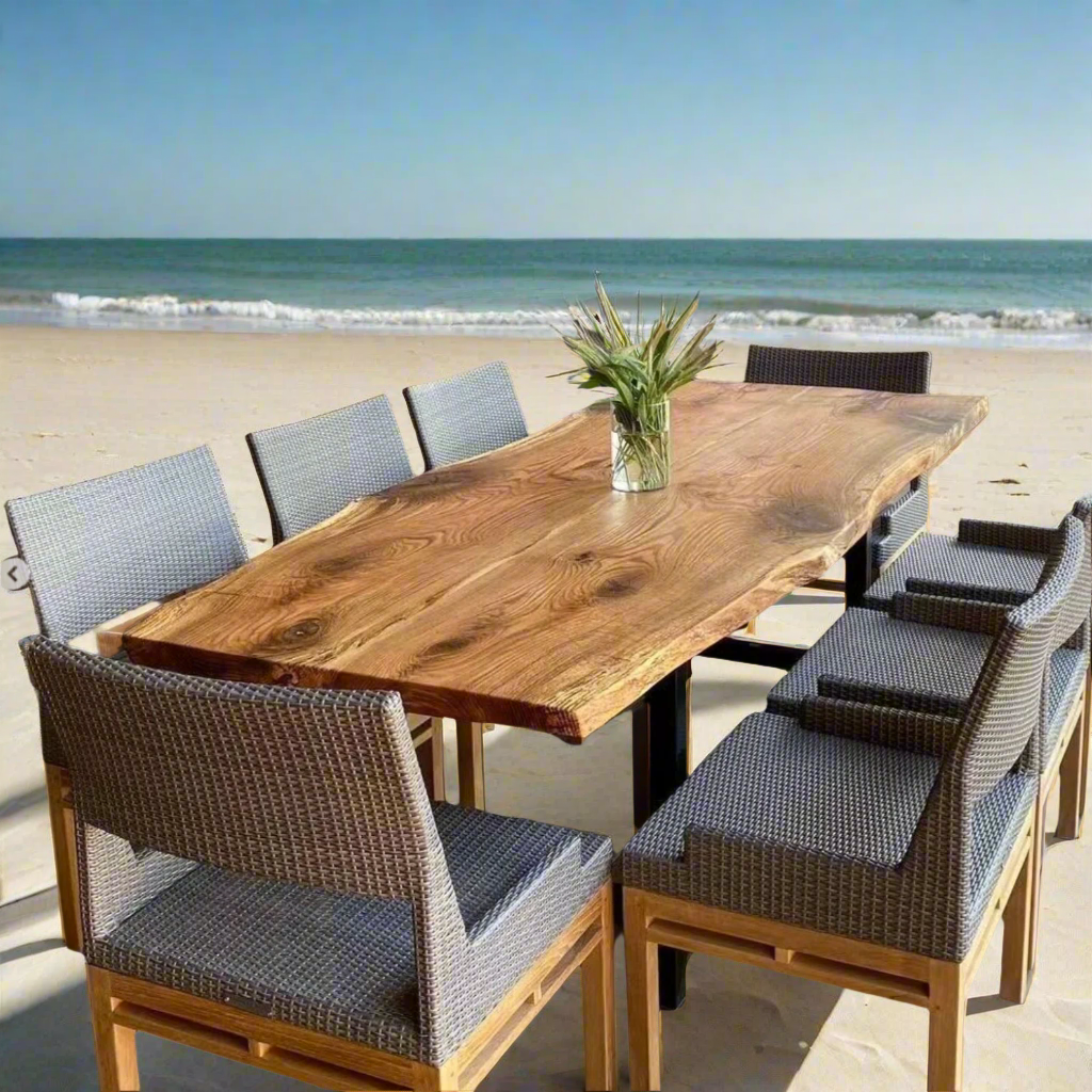 Live Edge White Oak Bookmatch Dining Table