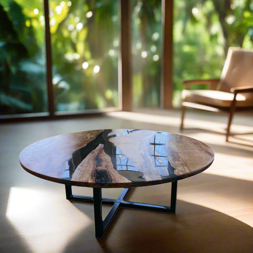 Round Spalted Maple Epoxy River Dining Table