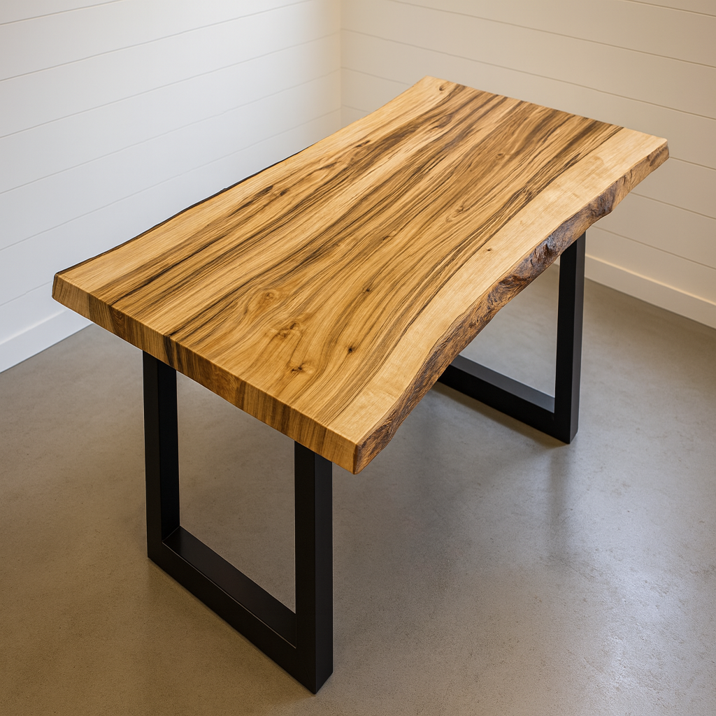 Live Edge Ambrosia Maple Single Slab Dining Table