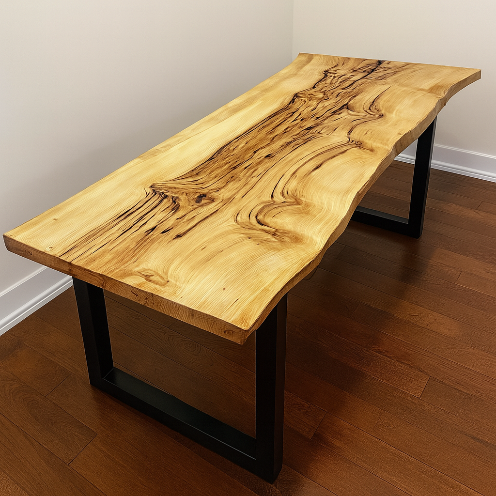 Live Edge Beetle Killed Pine Single Slab Dining Table