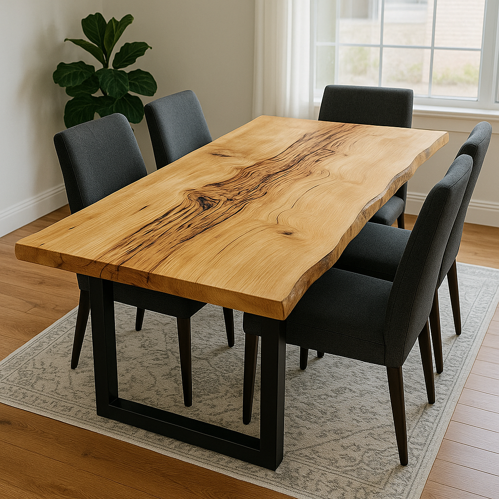 Live Edge Beetle Killed Pine Single Slab Dining Table