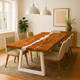 Live Edge Epoxy River Copper Beech Dining Table