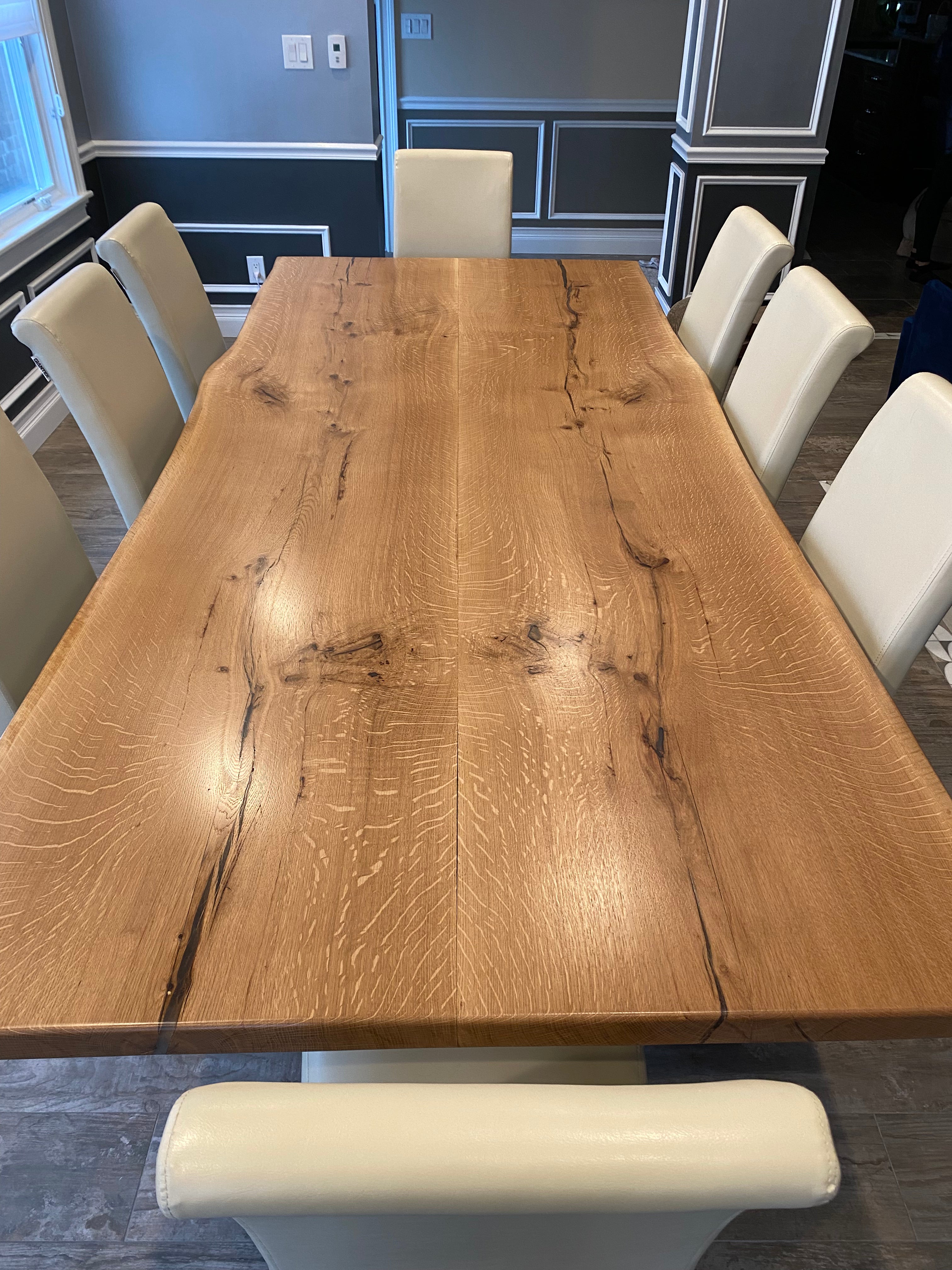 Live Edge White Oak Bookmatch Dining Table