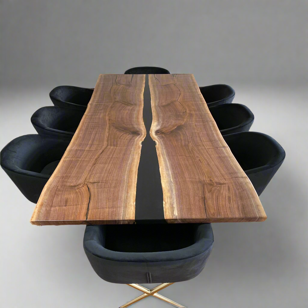 Live Edge River Black Walnut Dining Table