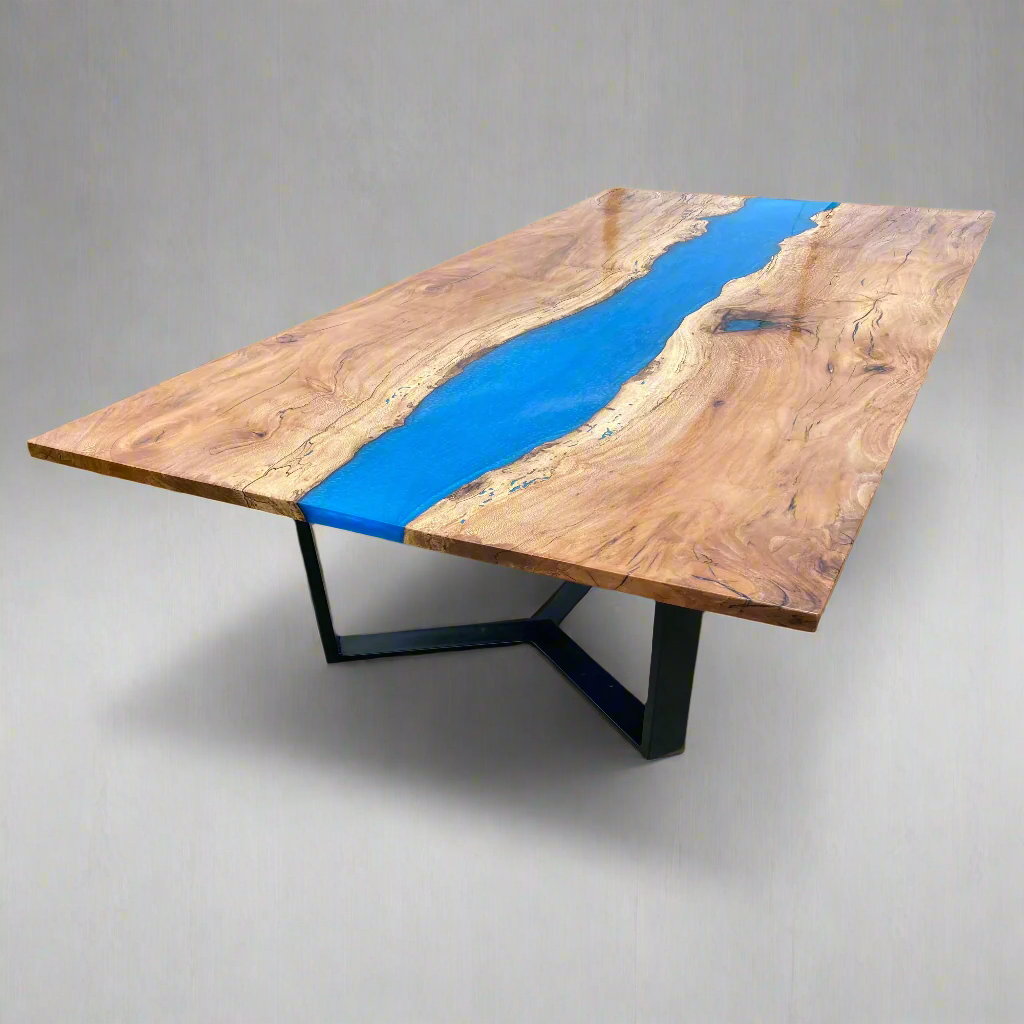 Live Edge Epoxy River Spalted Maple Dining Table