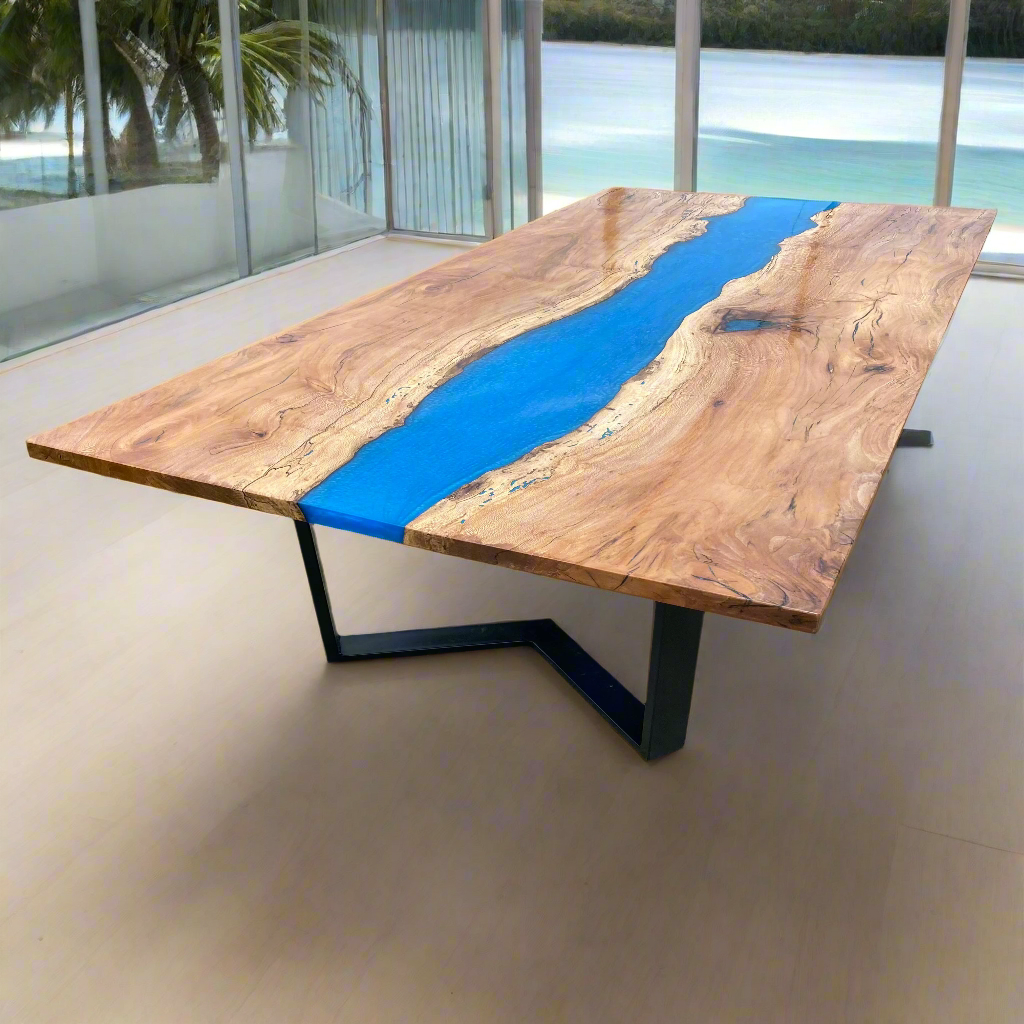 Live Edge Epoxy River Spalted Maple Dining Table