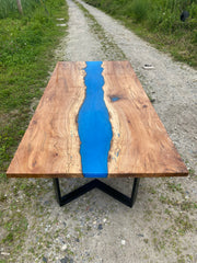 Live Edge Epoxy River Spalted Maple Dining Table
