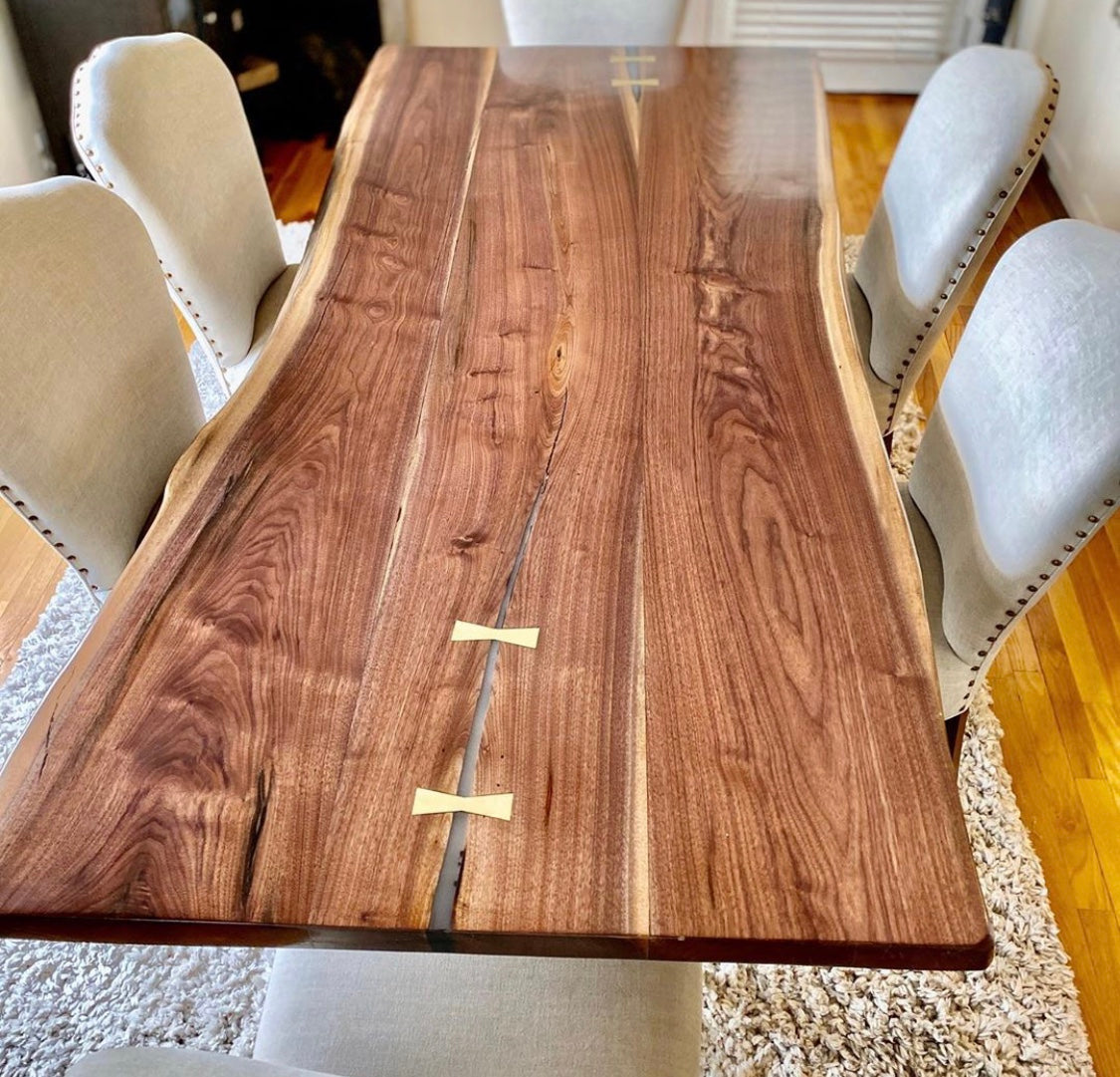 Live Edge Jointed Black Walnut Dining Table
