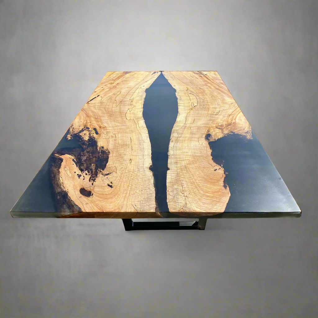 Live Edge Epoxy River Spalted Maple Dining Table