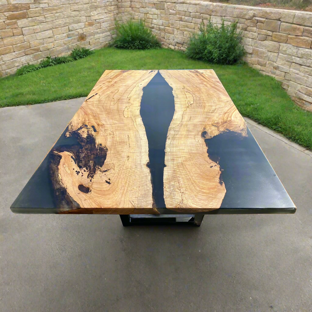 Live Edge Epoxy River Spalted Maple Dining Table